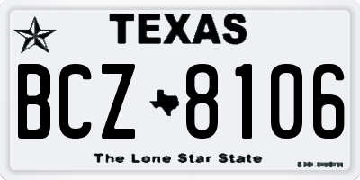 TX license plate BCZ8106