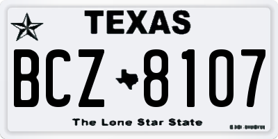 TX license plate BCZ8107