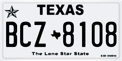 TX license plate BCZ8108