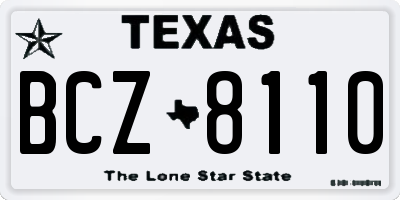 TX license plate BCZ8110