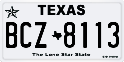 TX license plate BCZ8113