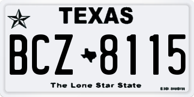TX license plate BCZ8115