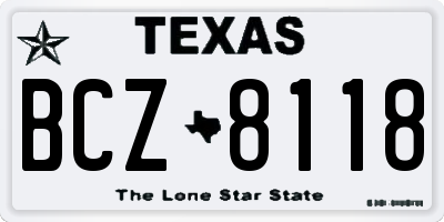 TX license plate BCZ8118