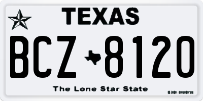 TX license plate BCZ8120