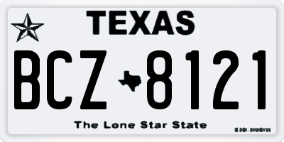 TX license plate BCZ8121