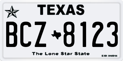 TX license plate BCZ8123