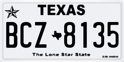 TX license plate BCZ8135