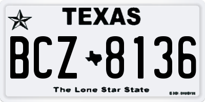 TX license plate BCZ8136