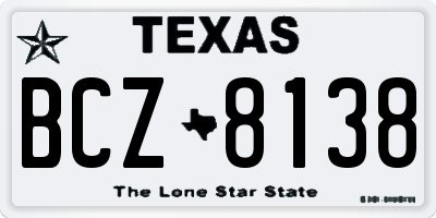 TX license plate BCZ8138