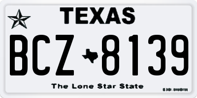 TX license plate BCZ8139