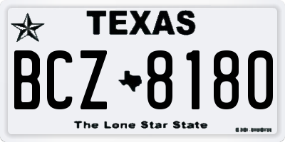 TX license plate BCZ8180