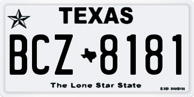 TX license plate BCZ8181