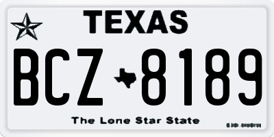TX license plate BCZ8189