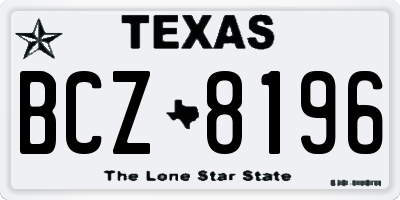 TX license plate BCZ8196