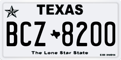 TX license plate BCZ8200