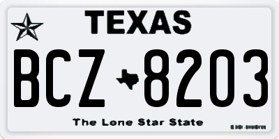 TX license plate BCZ8203