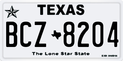 TX license plate BCZ8204