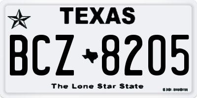 TX license plate BCZ8205