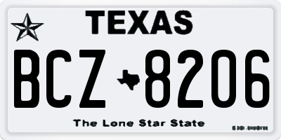 TX license plate BCZ8206