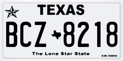 TX license plate BCZ8218