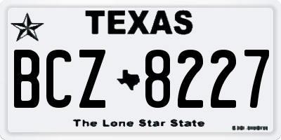 TX license plate BCZ8227