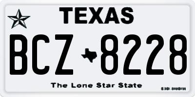 TX license plate BCZ8228