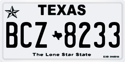 TX license plate BCZ8233