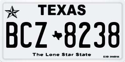 TX license plate BCZ8238