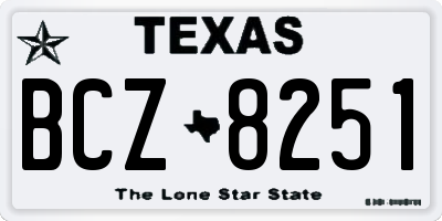 TX license plate BCZ8251