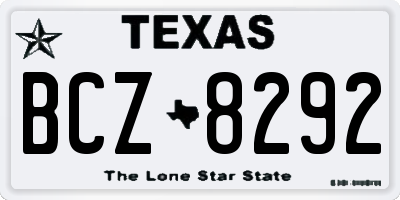 TX license plate BCZ8292