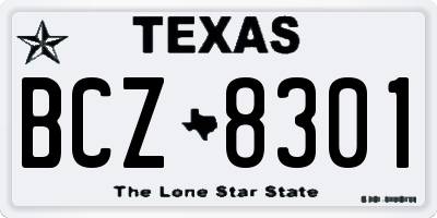 TX license plate BCZ8301