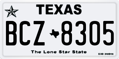 TX license plate BCZ8305