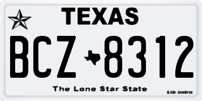 TX license plate BCZ8312