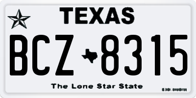 TX license plate BCZ8315