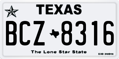 TX license plate BCZ8316