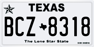 TX license plate BCZ8318