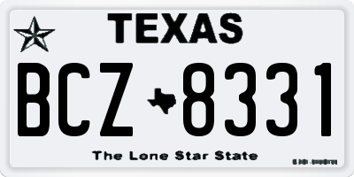 TX license plate BCZ8331