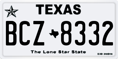 TX license plate BCZ8332
