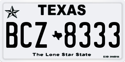 TX license plate BCZ8333