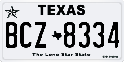 TX license plate BCZ8334