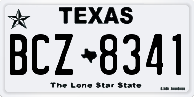 TX license plate BCZ8341