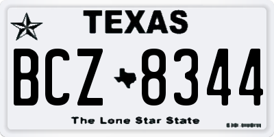 TX license plate BCZ8344