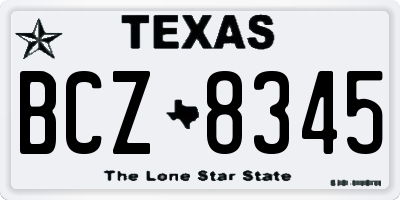 TX license plate BCZ8345