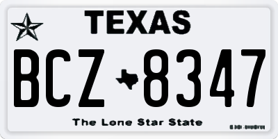 TX license plate BCZ8347