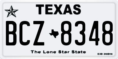 TX license plate BCZ8348