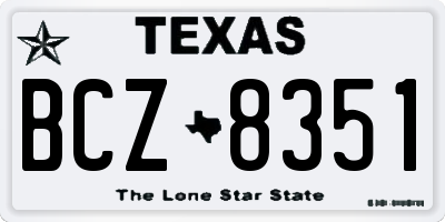 TX license plate BCZ8351