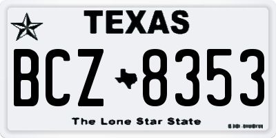 TX license plate BCZ8353