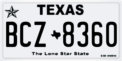TX license plate BCZ8360