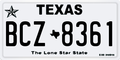 TX license plate BCZ8361