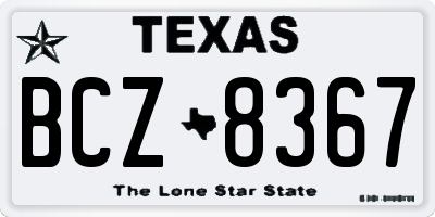 TX license plate BCZ8367